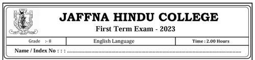 English | Grade 8 | English medium | Term 1 | 2023