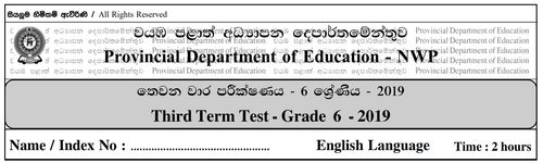 Grade 6 | English | English medium | Term 3 | 2019